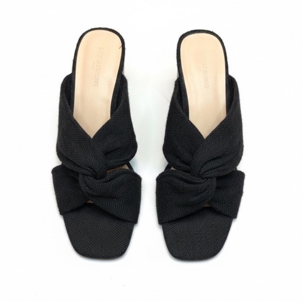 Banana Republic Black Crossover Heeled Sandal Block Heel Mules Shoes Size 8.5
